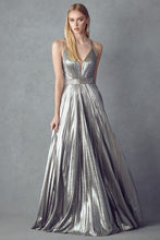 Charcoal Pleated V-neck Prom Evening Dress