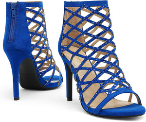 Blue Womens Crisscross Strap Stiletto Sandals