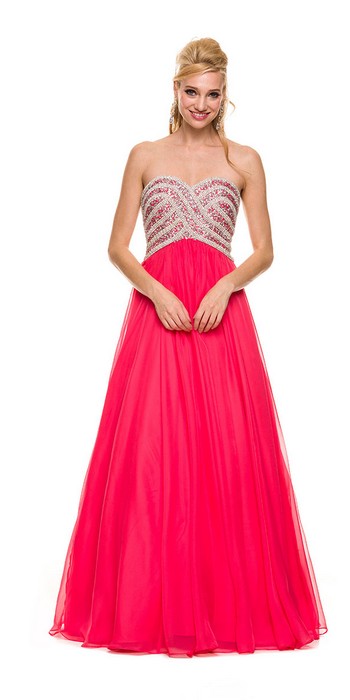 Red Jewel Embellished Evening Dress