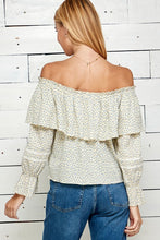 Ivory Floral Print Tie Detailed Off Shoulder Top