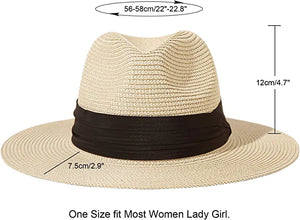 Khaki Summer Banding Beach Straw Sunhat
