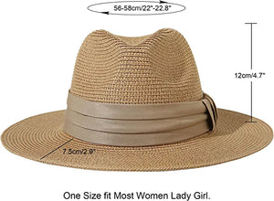 B- Brown Summer Banding Beach Straw Sunhat