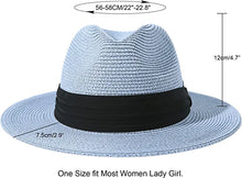 Light Blue Summer Banding Beach Straw Sunhat