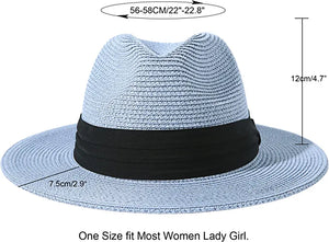 Light Blue Summer Banding Beach Straw Sunhat
