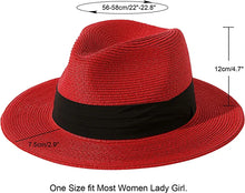 Red Summer Banding Beach Straw Sunhat