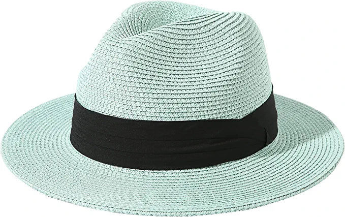 Mint Green Summer Banding Beach Straw Sunhat