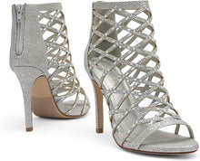 Silver Womens Crisscross Strap Stiletto Sandals
