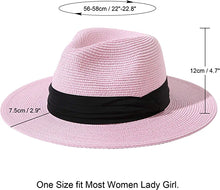 Pink Summer Banding Beach Straw Sunhat