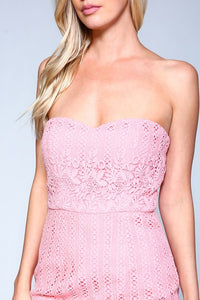 Pink Laced Fitted Dress With Fringe