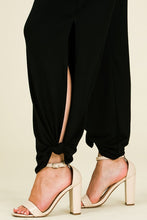 Black Split Side Tied Hem Pants