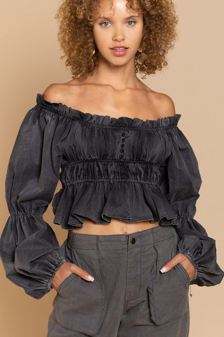 Black Off-shoulder Style Top