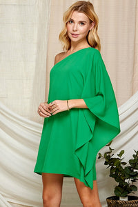 Green Summer One-shoulder Dress