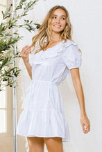 White Ruffle Puff Sleeve Short Prairie Dress