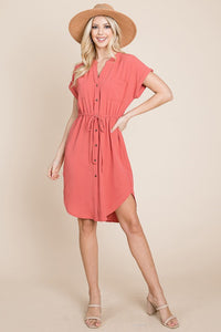 Light Red Summer Button Down Dress