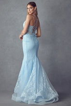 Baby Blue Embellished Lace Mermaid Dress