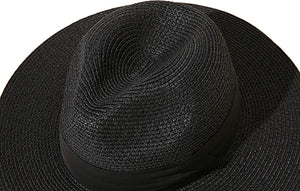 Black Summer Banding Beach Straw Sunhat
