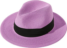 Purple Summer Banding Beach Straw Sunhat