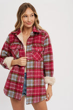 Magenta/Brown Brushed Flannel Sherpa-lined Jacket