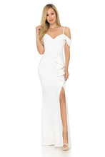 White Off The Shoulder Ruffled Formal Dress