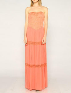 Lace Trim Long Dress