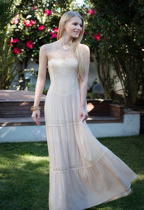 Lace Trim Long Dress