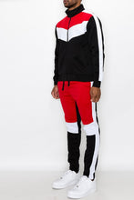Red Men's Color Block Track Set