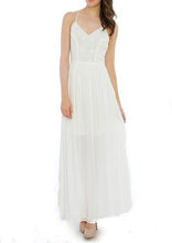 Lace Trim Open Back Long Dress