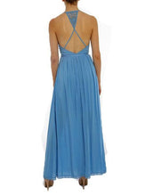 Lace Trim Open Back Long Dress