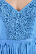 Lace Trim Open Back Long Dress