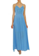 Lace Trim Open Back Long Dress