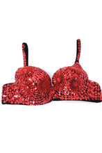 Red Sexy Belly Dance Sequin Beaded Bra