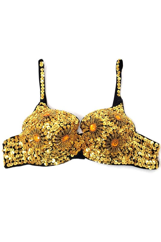 Gold Sexy Belly Dance Sequin Beaded Bra – Aquarius Brand