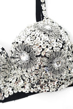 Silver Sexy Belly Dance Sequin Beaded Bra