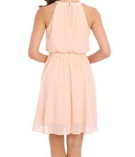 Sleeveless Gem Chest Flared Sheer Dress