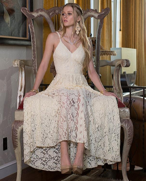 Shoulder String Full Lace Long Dress