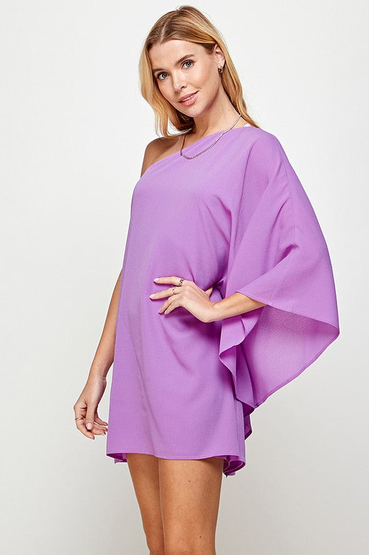 Purple Summer One-shoulder Dress