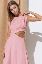 Pink Maxi Dress With Boat Neck