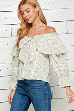 Ivory Floral Print Tie Detailed Off Shoulder Top