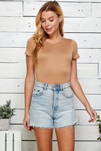 Brown Crew Neck Short Sleeve Double Layered Bodysuit