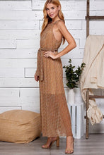 Multi Brown Multi Color Halter Neck Maxi Dress
