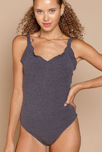 Charcoal Designed In V-neck Bodysuit