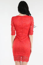 Red Surplus Front Neck Lace Dress