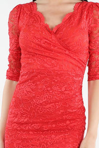 Red Surplus Front Neck Lace Dress