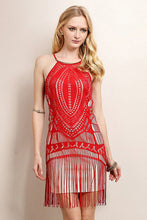 Red Fringe Unique Pattern Dress