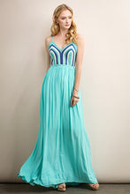 Aqua Open Back & Crochet Top Detail Maxi Dress