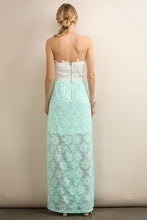 Two Colors Long Floral Strapless Lace Dress
