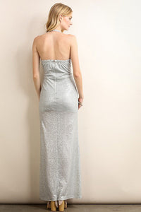 Silver Shimmery Sequin Maxi Dress