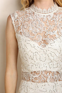 Ivory Classic Sequin Lace Cocktail Dress
