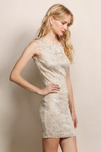Light Gold Lace Opening Back Cocktail Dress