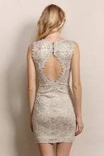 Light Gold Lace Opening Back Cocktail Dress